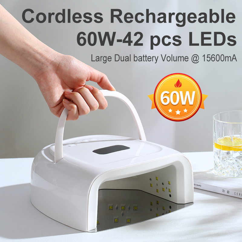 

2020 New Upgraded Red Light Rechargeable LED UV Nail Lamp Large Battery LCD Display Gel Polish Nail Art Light Dryer 60W Cordless