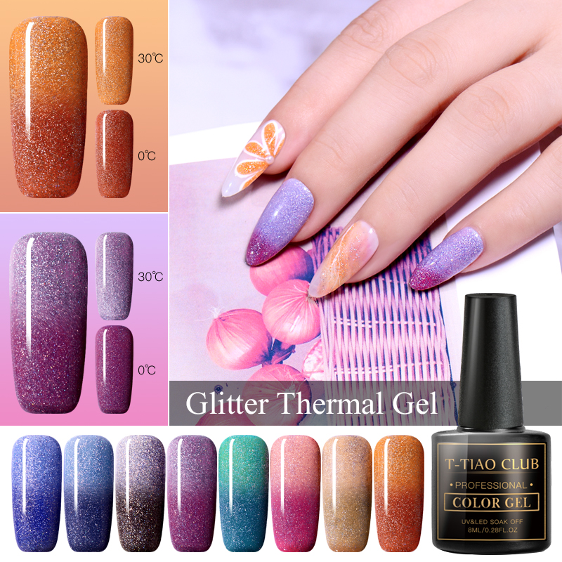 

Rainbow Thermal Color Changing Gel Nail Polish Holographic Glitter Temperature Soak Off UV Nails Gel Varnish Nail Art Manicure, Us00420