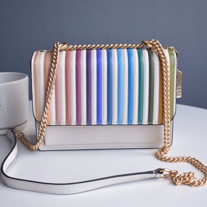 

Shoulder Bags Handbag Crossbody Bag Classic Flap Bag Free Shipping High Quality Real Leather Fashion Bolsas, Rainbow colors