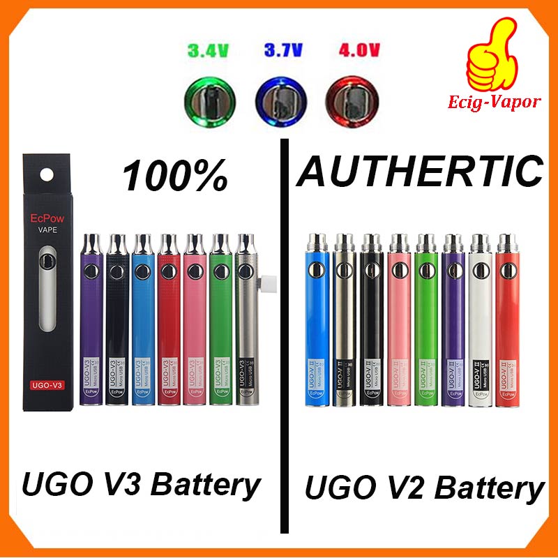 

100% Original EcPow UGO V2 V3 III Vaporizer Battery Preheat Variable Voltage 510 Thread EVOD EGO Micro USB Charger Vape Battery
