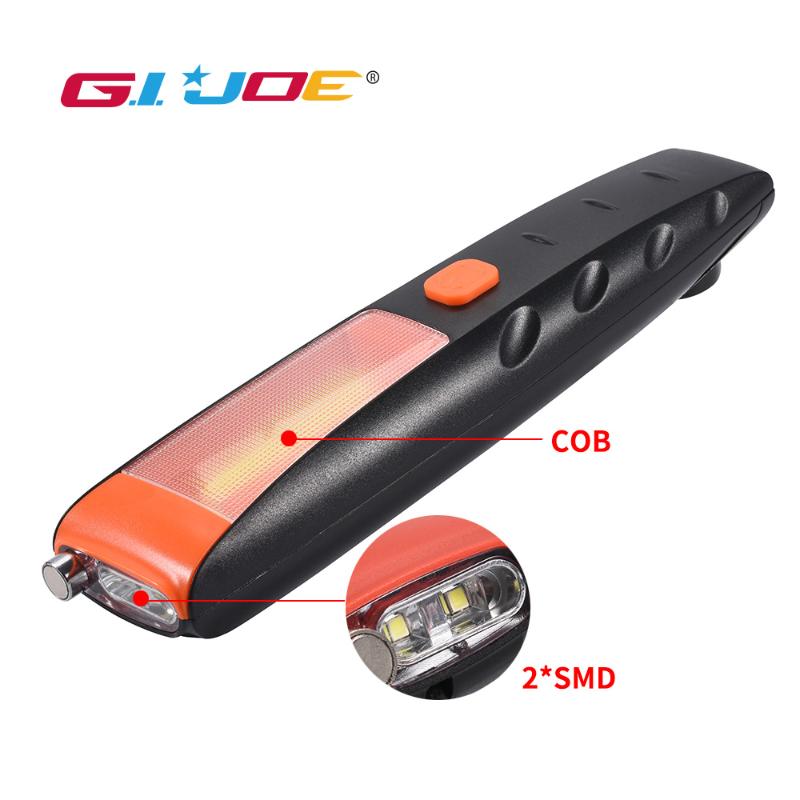 

GIJOE mini cob work light led work lamp adjustable magnetic plastic case hook 2 modes use 3*/built-in battery usb recharge