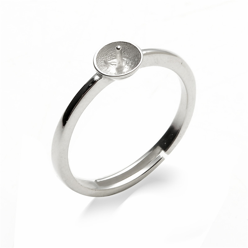 Simple Ring Smycken Resultat Sterling Silver 925 Stämplat för DIY Making Pearl Ring Mount 5 stycken