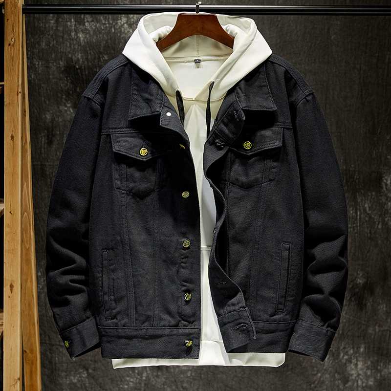 

Mens Designer Jackets Fashion Black Denim Jean Jacket Washed Embroidery Jean Coats Casual Long Sleeves Lapel Neck Mens Outerwear