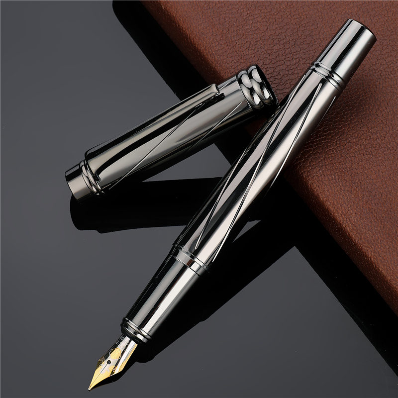 

High Quality Metal Calligraphy Fountain Pen Signature Silver Plating Ink Pen Nib School Office Stationery Supplies 03872, Red