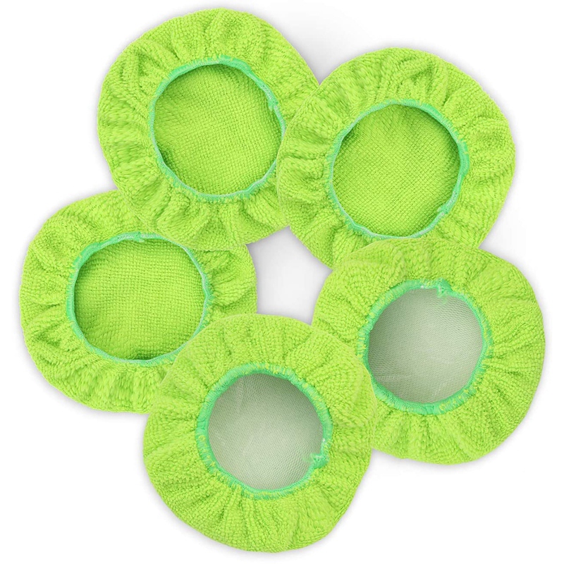 

5Pcs Car Care Replaced Microfiber Clothes for Windshield Cleaning Brush Cotton Terry Washable Car Washing Pads Green