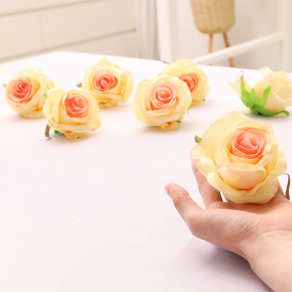

10 Pcs Fake Flowers Silk Rose Head Artificial Flowers For Wedding Decor Handmade Diy Flower Wall For Decoration Mariage