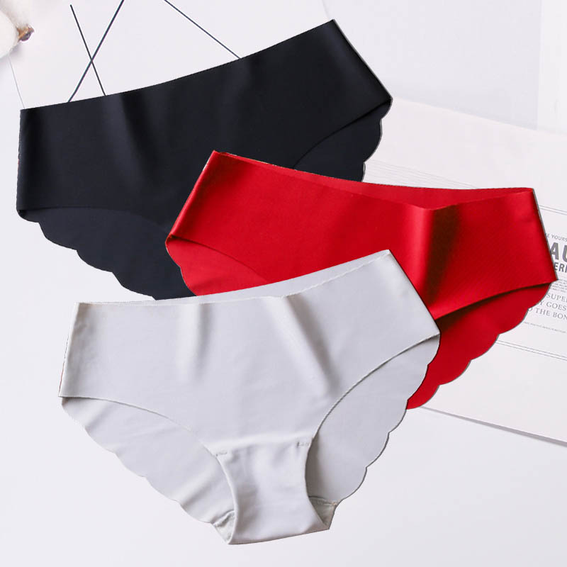 

3pcs Seamless Ice Silk Panties For Women Sexy Low Waist Briefs Ultra-thin Underwear Summer Female Underpants Intimates #D, B 3pcs