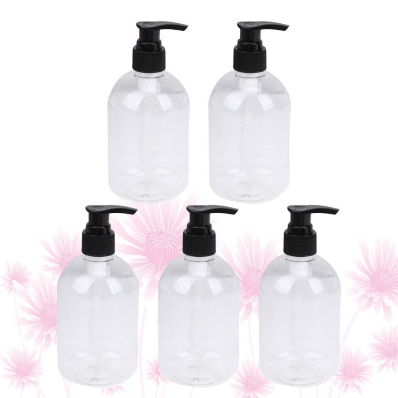 

5 Pcs 350ml Useful Shower Gel Bottles Containers Toiletry Bottles Refillable Shampoo Container Liquid Bottle for Home Bathroom