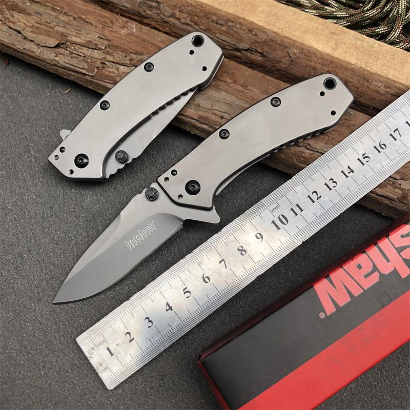 

Kershaw 1555TI Titanium Tactical Folding Knife Hinderer Design Flipper Camping Hunting Survival Pocket Knife 8Cr13Mov Utility EDC Collection
