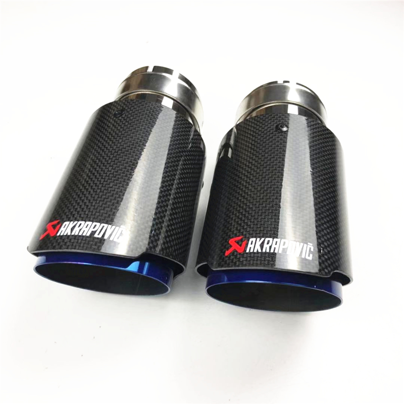 

Blue Stainless Steel For Universal Akrapovic Exhaust Muffler Tips Auto Carbon Car Cover Styling(2pcs)