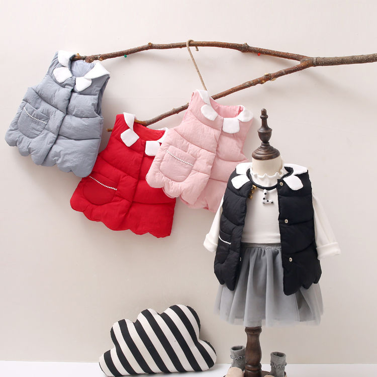 

new arrival baby girl waistcoat winter princess style warm vest baby girls clothes, Black