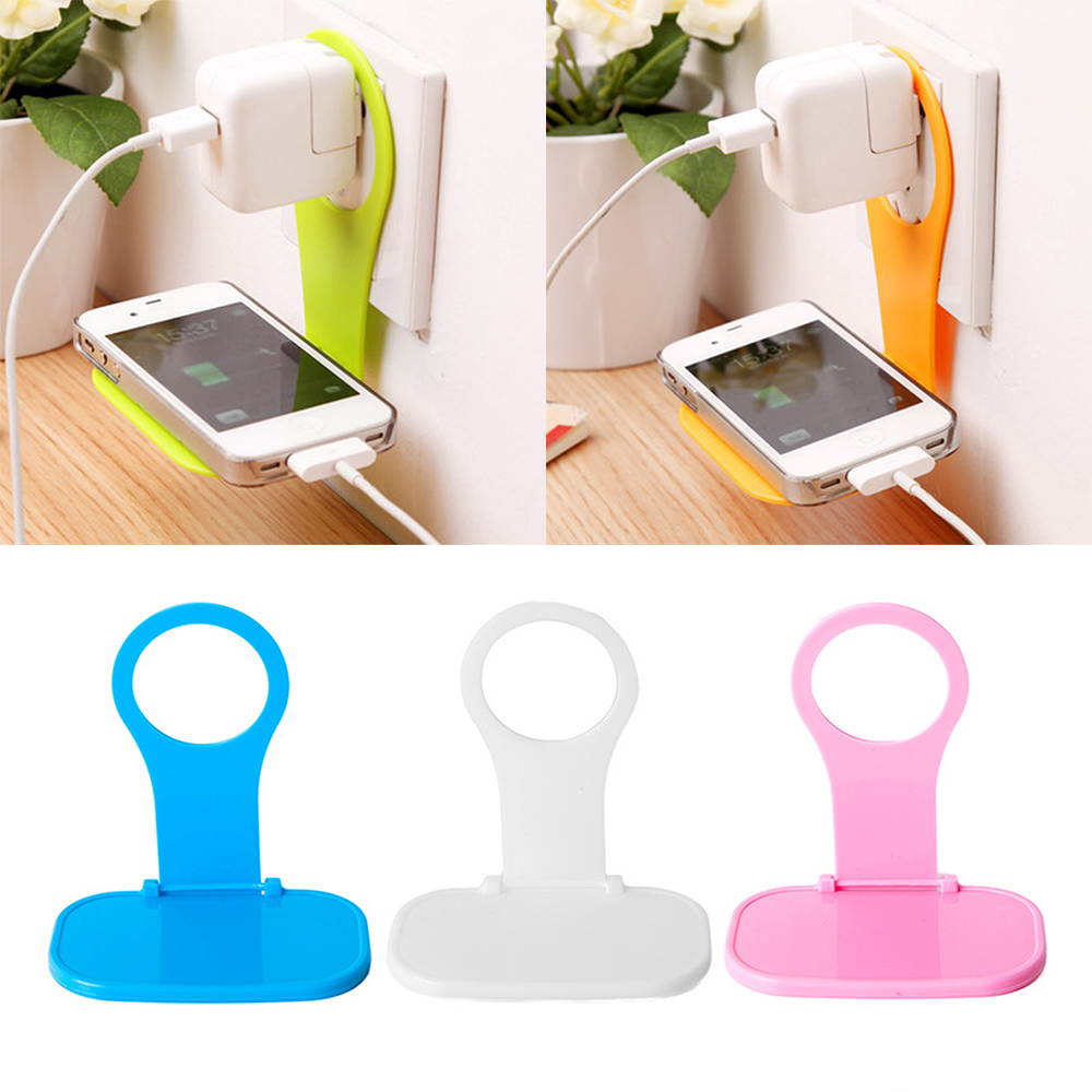 

Folding Mobile Phone Wall Charger Adapter Charging Holder Hanging Stand Bracket Support Charge Hanger Rack Shelf Cell Phone Hook