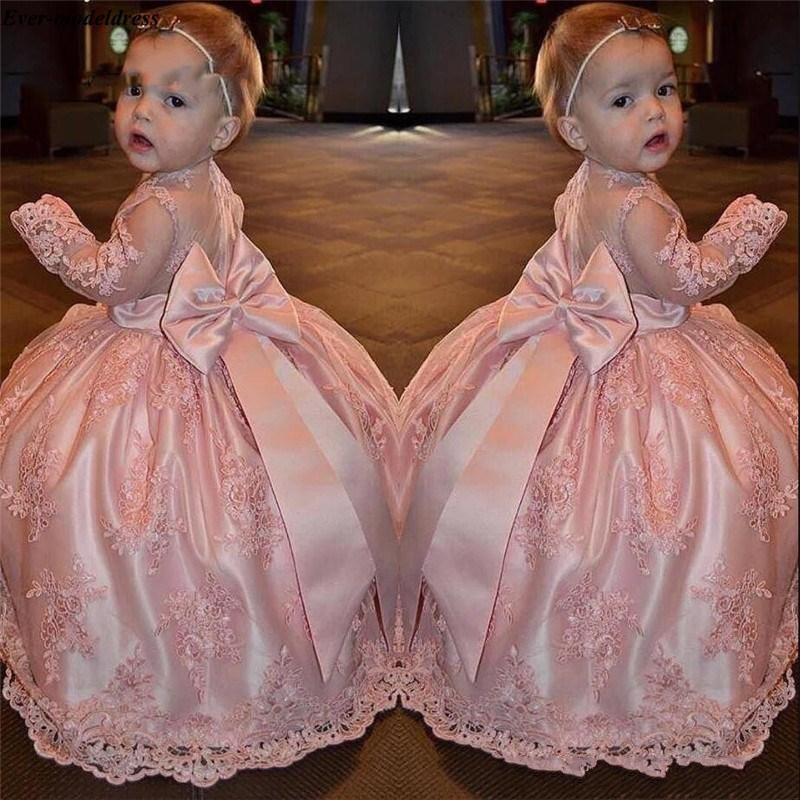 

2020 Lovely Pink Flower Girl Dresses for Weddings Ball Gowns Lace Appliques Floor Length Little Girls First Communion Pageant Gowns AL3786, Purple