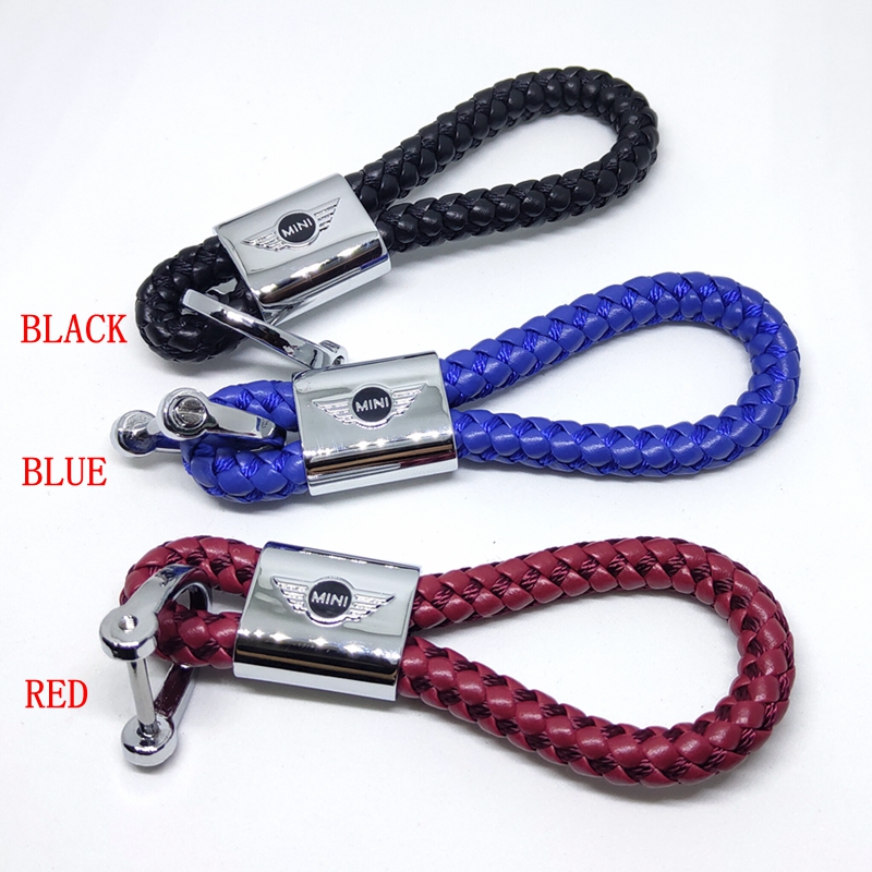 

Fashoin Metal+Leather Braid Car Keychain Key Ring Keyring For MINI LEXUS BMW NISSAN VW Honda Kia Citroen Toyota Audi Mercedes VOLVO Jaguar, Red