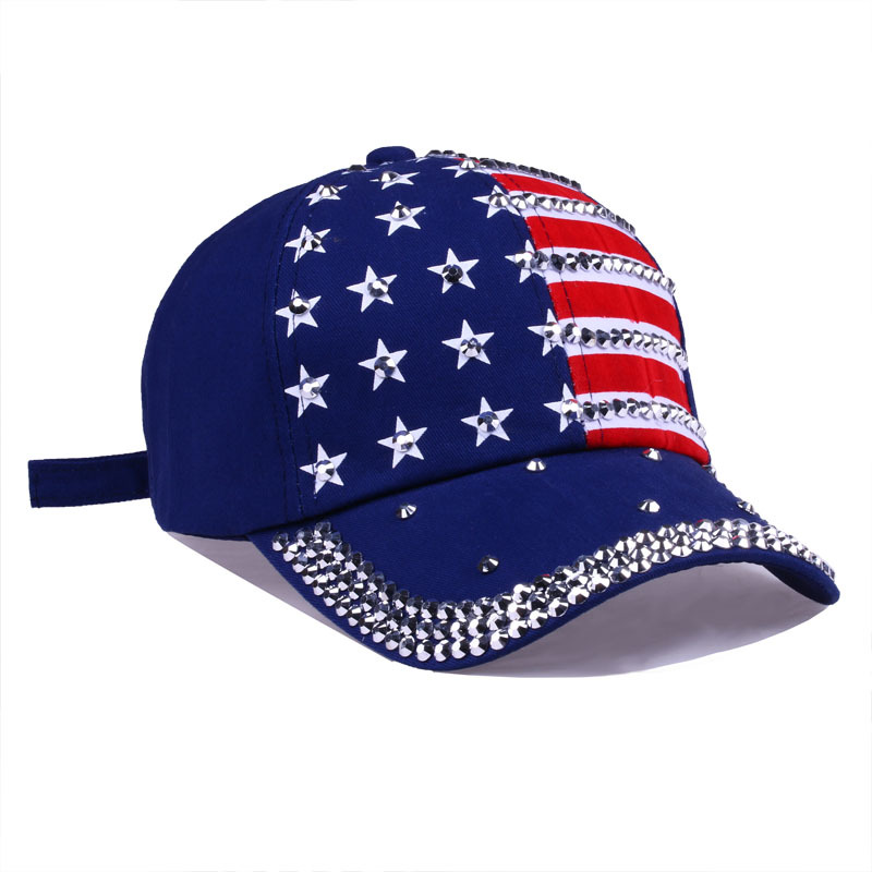 

Trump 2020 Rivet Caps President Hats Make America Great Diamond Bling Star Flag Baseball Cap Travel Beach Sun Hat Unisex Snapbacks GGA2337, As pic