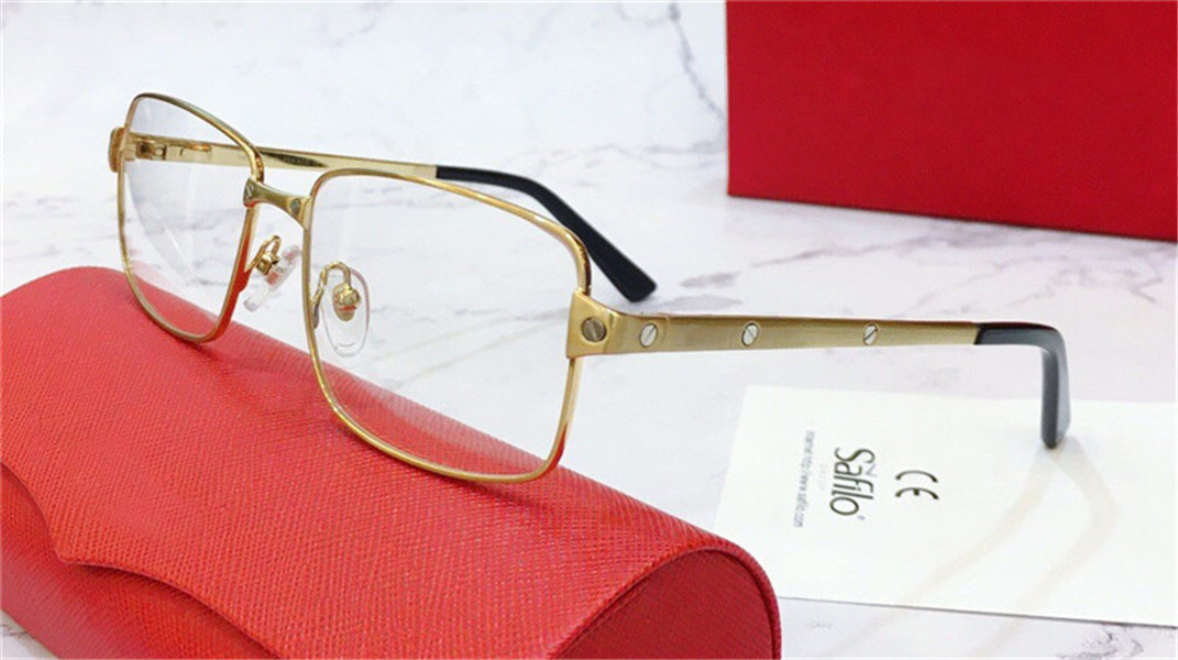 

Wholesale new fashion design optical glasses 0203 retro metal full frame transparent lens retro classic business clear glasses with case, Black