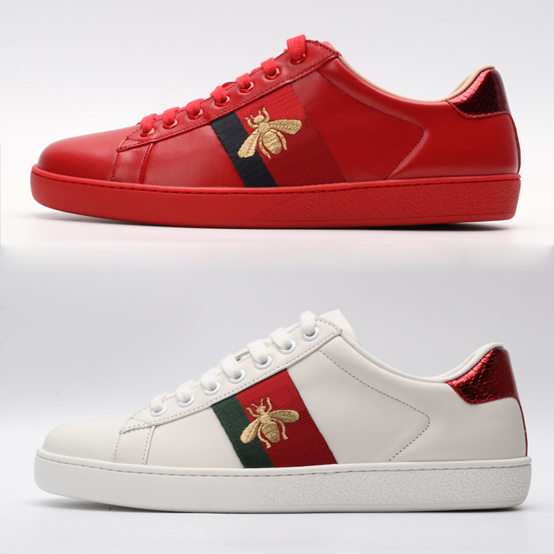 

2019 Mens New Arrival Fashion Casual Shoes Women Luxury Designer Sneakers Shoes Top Quality Genuine Leather Bee Embroidered 36-44, Color 4