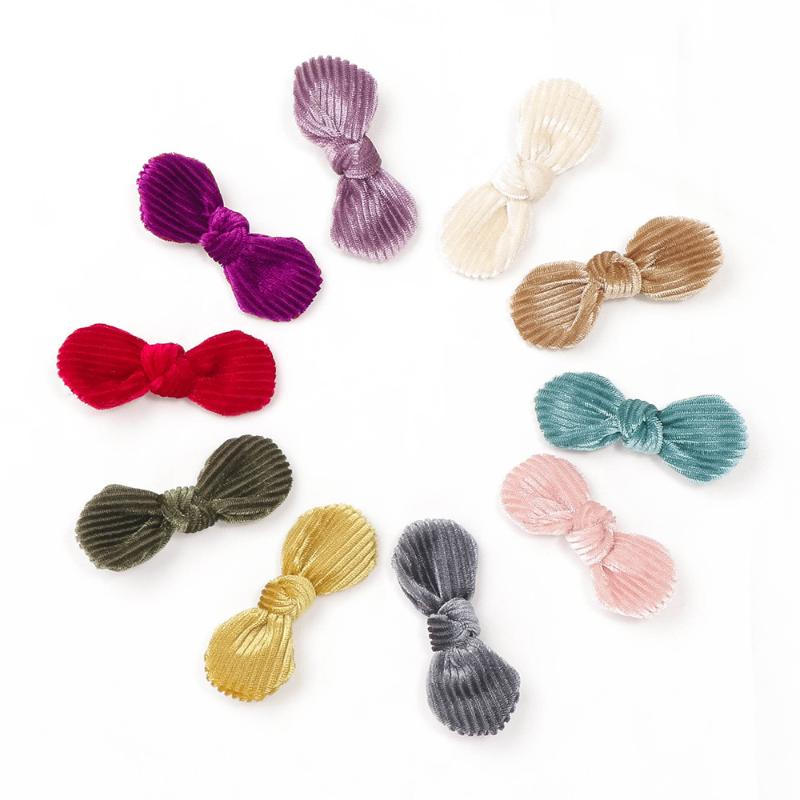 

Boutique 20pcs Fashion Cute Corduroy Bow Hair Clips Solid Color Bowknot Hairpins Princess Headwear Hair Accessories for Girls