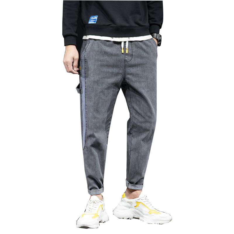 

Jeans Men's Elastic Hip Hop Pants Men's Loose Casual Feet Tight Waist Trend Spring and Autumn New 2020, Y867