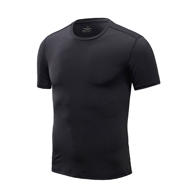 

Ice silk short-sleeved t-shirt men's summer sports running quick-drying clothes fitness clothes female short-sleeved t-shirt cus, Black