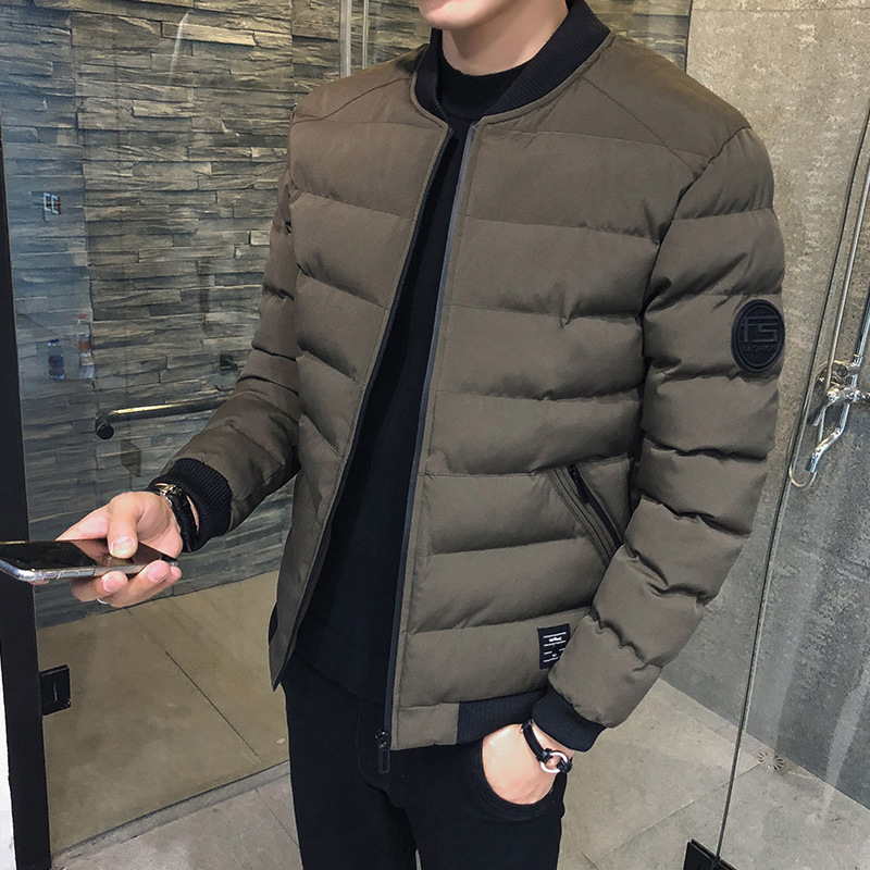 

Man Clothes Self-cultivation Stand Lead Down Cotton Men's Wear Baseball Serve Loose Coat Thickening Cotton-padded Jacket Tide, Gray