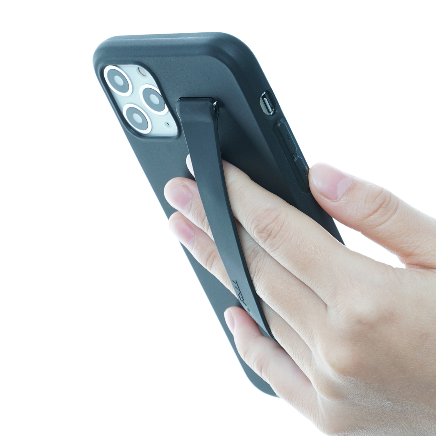 

iPhone 11 Pro Hand Strap TFY Slim Fit Case with Smart Utility Silicon Hand Strap Holder compatible with iPhone 11 Pro - Black