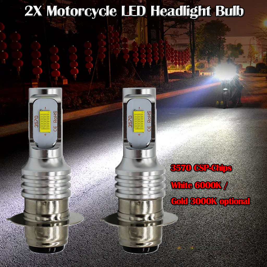 RGB Strobe 2x H4 900LM LED Motorcycle Moped Headlight Bulb Fog Light DRL White