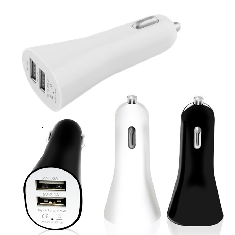 

dual usb ports car charger 2.1A Portable mini Auto Power Adapter chargers for iphone 5 6 6s 7 11 12 13 Pro max samsung htc mp3 gps