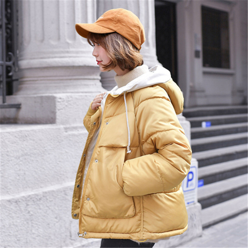 

Fashion Loose Hooded Solid Pocket 2019 Cotton Warm Long Parka Jacket Winter Padded Coat Women Overcoat Female Soft Coats, Black
