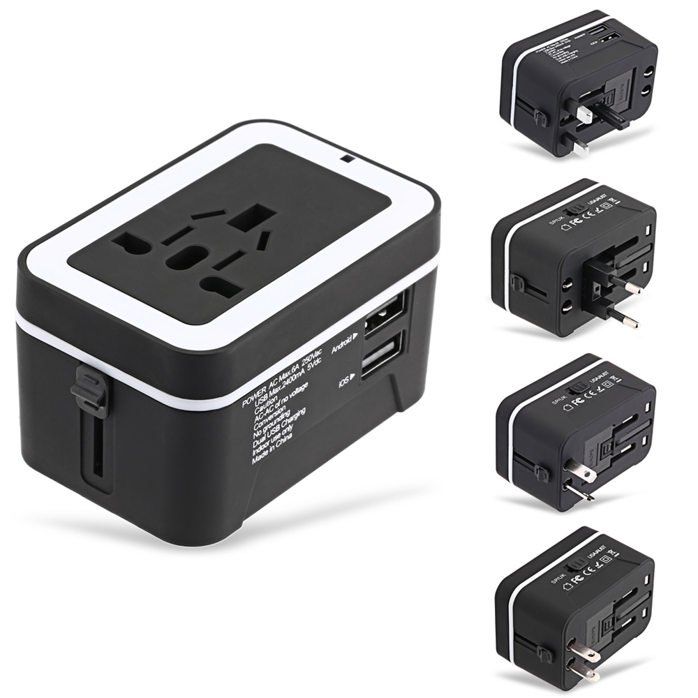 

All in One International Travel Dual USB Port Wall Charging Adapter