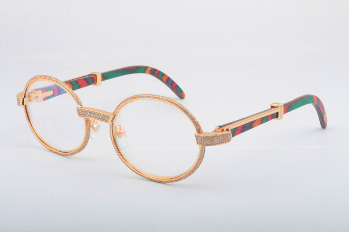 

2019 free shipping natural color wooden temple glasses 7550178 high quality sunglasses full frame diamond glasses frame size 55 -22-135mm