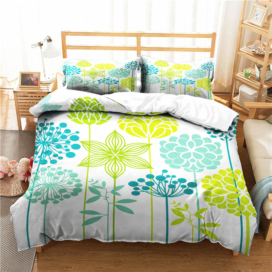 

A Bedding Set 3D Printed Duvet Cover Bed Set Flowers Plant Home Textiles for Adults Bedclothes with Pillowcase #XH21, As pic