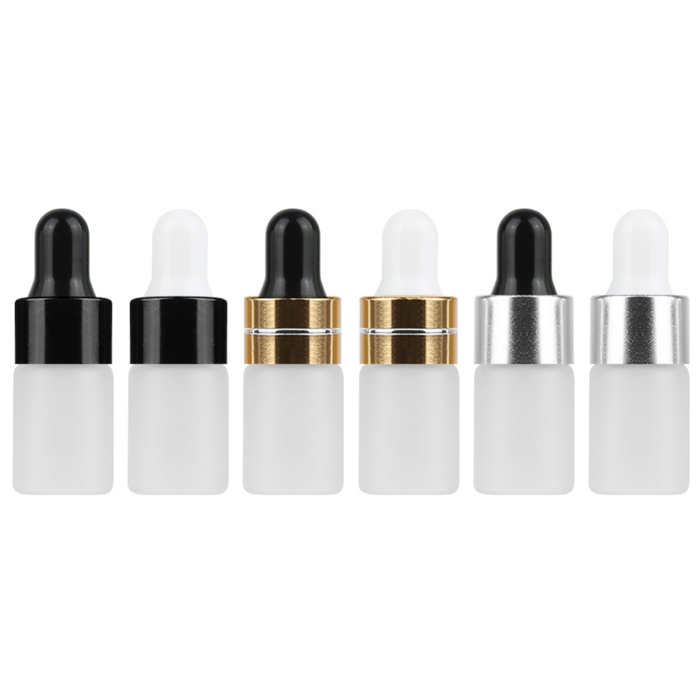 

1 2 3 ML Mini Translucent Frosted Glass Dropper Bottle Sample Vial Jar Cosmetic Essential Oil Bottle Container with Glass Eye Droppe