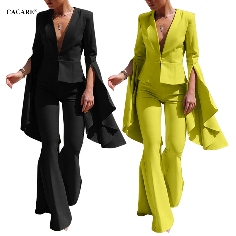 

Fashion Womens Sets Two Piece 2019 CHEAPEST 2 Piece Autumn Matching Sets Pants Top F0285 2 Choices, Yellow