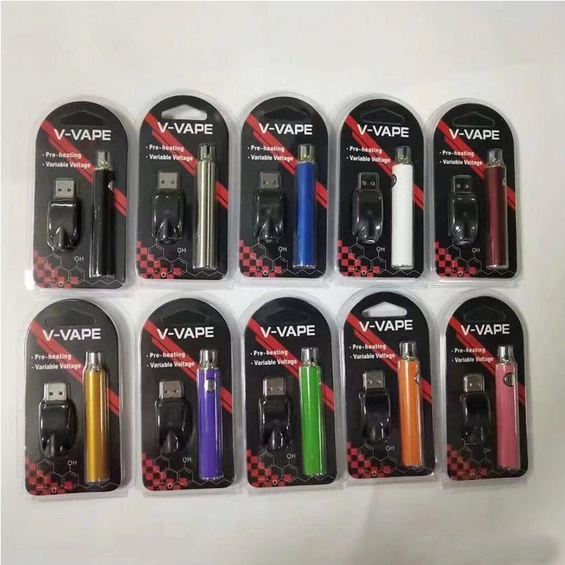 

V-VAPE LO Preheat VV Battery Kit 650mAh Variable Voltage Battery With USB Charger For 510 Thread Thick Oil Cartridge Tank DHL