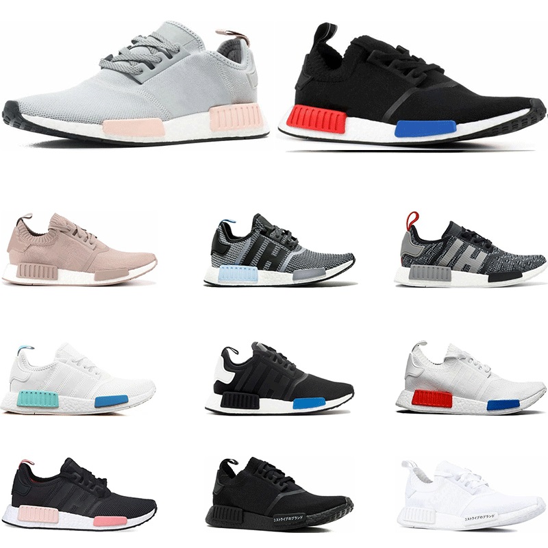 

Fashion running shoes NMD R1 Primek classic Oreo Triple black White grey for Men Women Runner trainer Sports sneaker size 36-45
