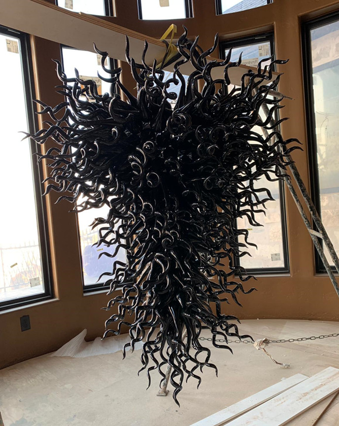 

New Black Chandelier lamps Glass Indoor Pendant Lighting Hand Blown LED Murano Light for Living Room Bedroom Hall