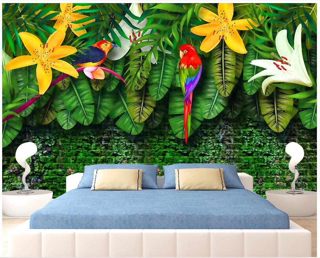 

WDBH custom photo 3d wallpaper Idyllic tropical rainforest plant background living room home decor 3d wall murals wallpaper for walls 3 d, Non-woven