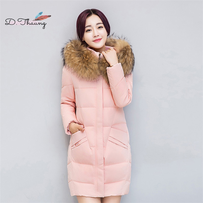

Women Outerwear Winter 2019 New Fur Collar Medium Long Female Cotton Jacket Large Size Slim Hooded Fur Collar Lady Parkas Qw031, Black