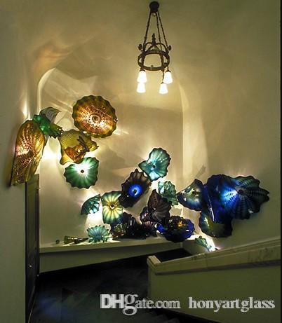 Modern Style Wall Art Handmade Murano Glass Home Stair Corner Wall Plates Colored Blown Glass Wall lamp-image-524873478