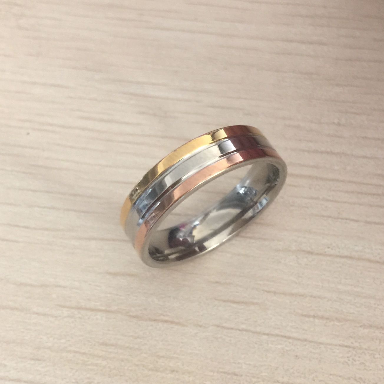 

Anti Allergy 6mm 3 Rounds line Engagement Rings Rose Gold silver Color Wedding bands alliance Jewelry For men Women Anel