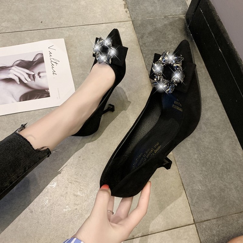 

Sexy Pointed toe Luxry Designer Woman Shoes Diamond Decoration High Heel Bride Crystal Wedding Jeweled Ladies Shoes, Black
