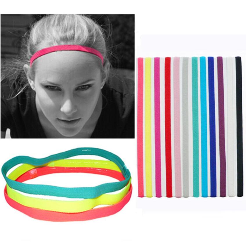 

Women Men Yoga Hair Bands Sports Headband Anti-slip Elastic Rubber Sweatband Football Yoga biking Sport Headband Hair Accessories 12 Colors