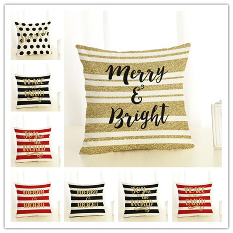 

New Year Christmas Decor For Home Adornos De Navidad Home Decoration Accessories Natal Snow Christmas Text Cushion Cover 2020