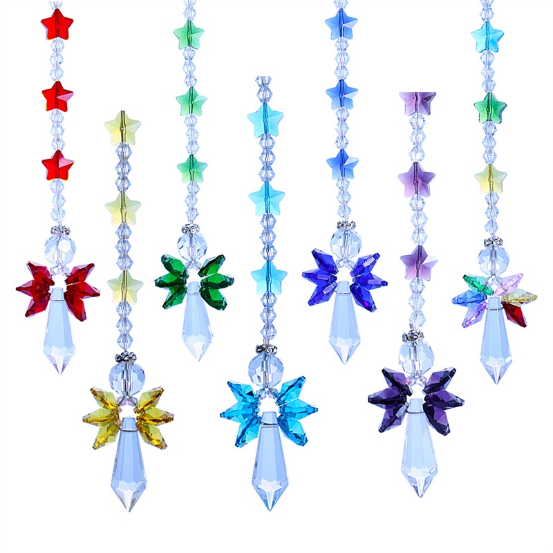 24 cm Lustre Cristaux Balle Prisme Suspendus Pendentif Perles Arc-En-Maker Suncatcher Fen/être Lumi/ère Lampe Gouttes D/écor