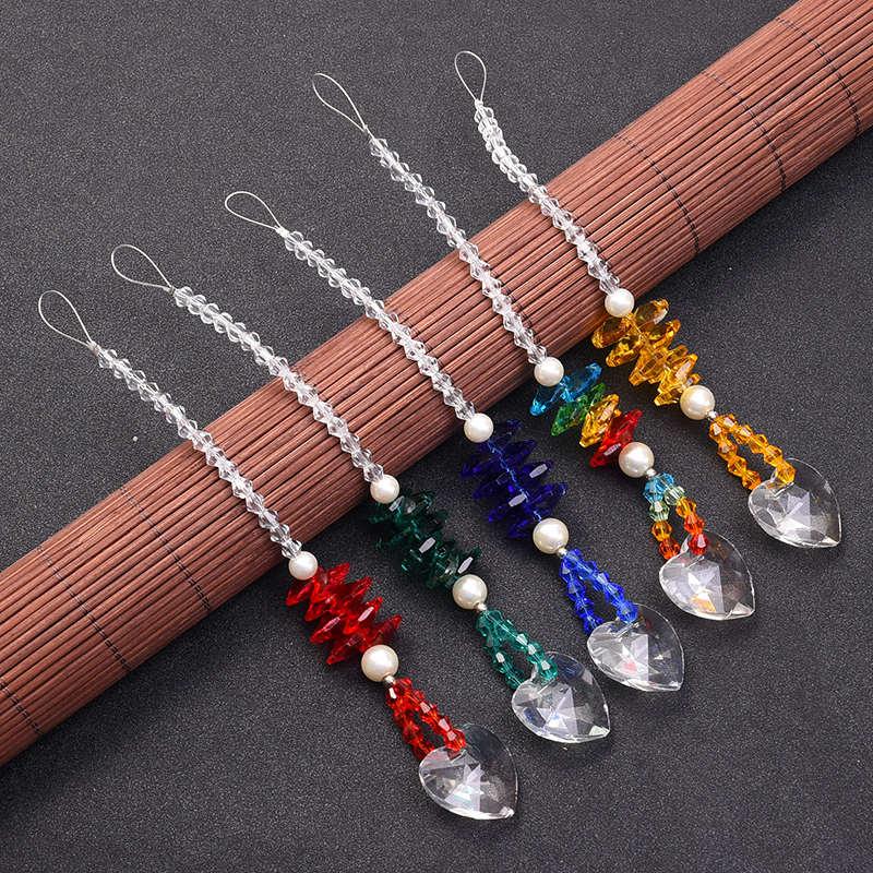 

5PCS 40mm Hanging Chakra Crystal Suncatcher Heart Prism Pendant Sparkling Christmas Presents Feng Shui Decoration Rainbow Maker WQM154