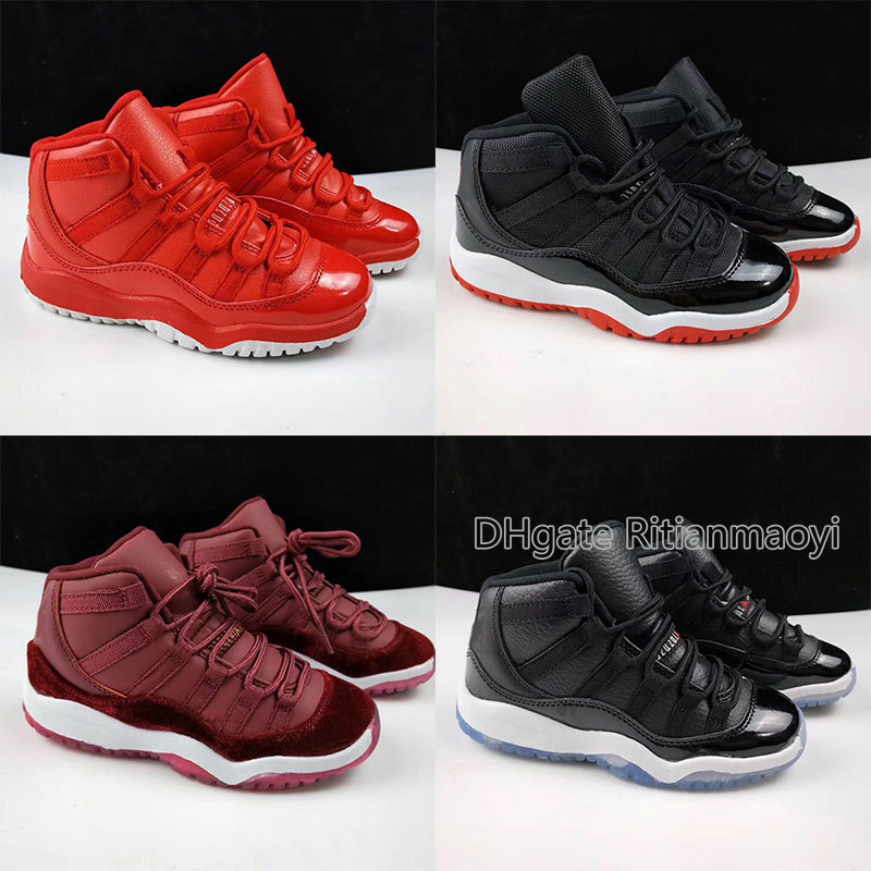 

New arrival kids 11 black red basketball Shoes boys blue white athletic Sports Shoes children sneakers 28-35 Chaussures de basket Enfant