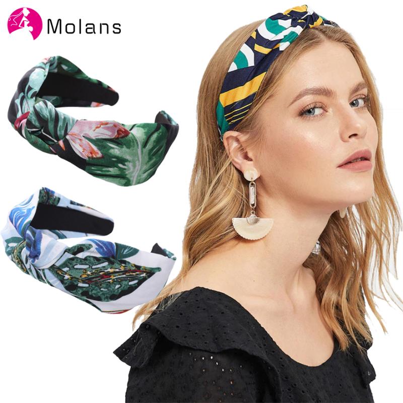 

MOLANS 2020 Wide Boho Headband for Women Holiday Beach Hair Accessories Hairband Turban Print Knotted Headband Girls Head Band
