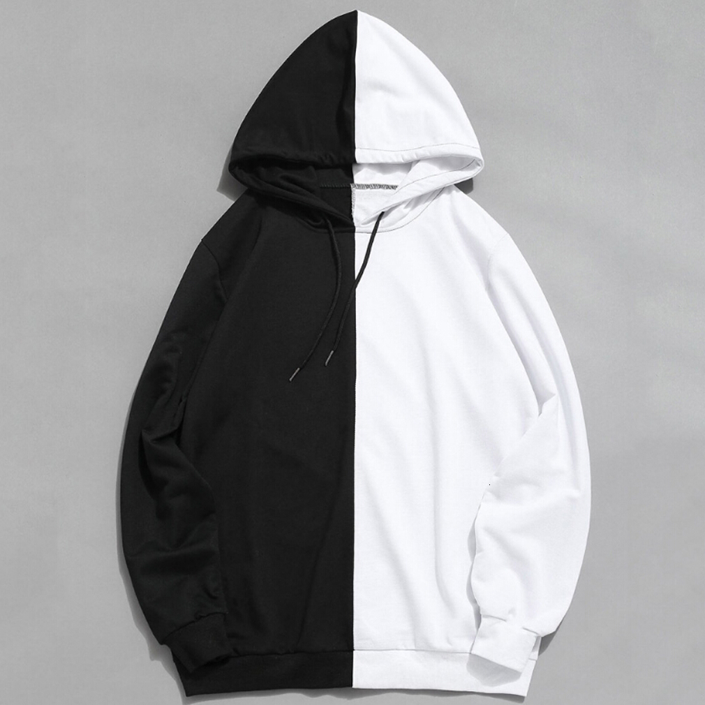 21 Long Sleeve Mens Hoodies Hood Half Black Half White Cool Plain Hoddies Men Patchwork Cotton Sweatshirt Male Hoody Fashion Women Sh From Yiwang05 11 61 Dhgate Com