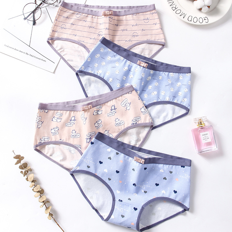

Women Panties Lady Cotton Underwear Girls Breathable Seamless High Waist Briefs Women Cute Sexy Lingerie Intimates, Blue